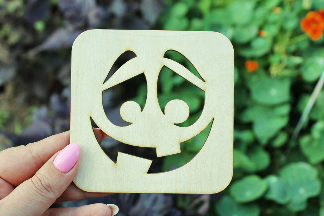 Halloween laser cut Jack O Lantern face coaster 4x4 inches - made of high quality plywood - table decor, Modern coasters -10- JACK-O-LANTERN