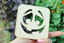 Load image into Gallery viewer, Halloween laser cut Jack O Lantern face coaster 4x4 inches - made of high quality plywood - table decor, Modern coasters -10- JACK-O-LANTERN
