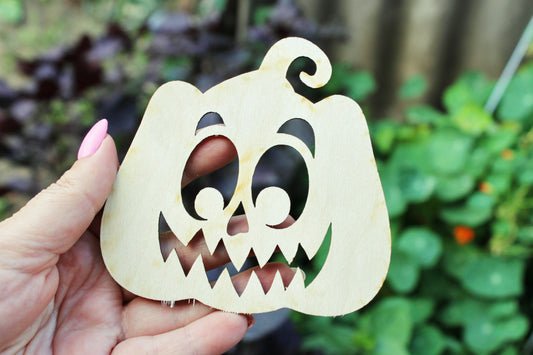 Halloween laser cut Jack O Lantern face coaster 4x4 inches - high quality plywood - table decor, Modern coasters -23- JACK-O-LANTERN