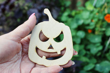 Load image into Gallery viewer, Halloween laser cut Jack O Lantern face coaster 3x4 inches - high quality plywood - table decor, Modern coasters -26- JACK-O-LANTERN
