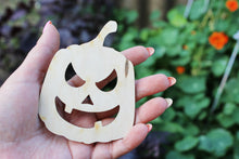 Load image into Gallery viewer, Halloween laser cut Jack O Lantern face coaster 3x4 inches - high quality plywood - table decor, Modern coasters -26- JACK-O-LANTERN
