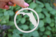 Load image into Gallery viewer, Florida state pendant - Laser Cut - unfinished blank - 3.1 inches - Florida Map Inside Circle
