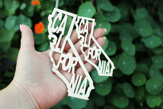 California state inscription - Laser Cut - unfinished blank - California Map Shape Text, Pattern, Stencil, Outline