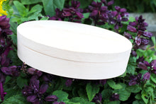 Load image into Gallery viewer, Oval unfinished wooden box 6.9 inches x 4.2 inches - eco-friendly - made from alder wood - oblong box on magnets
