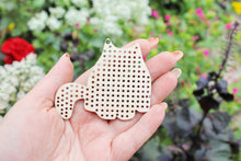 Load image into Gallery viewer, Cat - Cross stitch pendant blank Cat with tail - 2.4&quot;x2.9&quot; - cat blanks Wood Needlecraft Pendant, Necklace or Earrings
