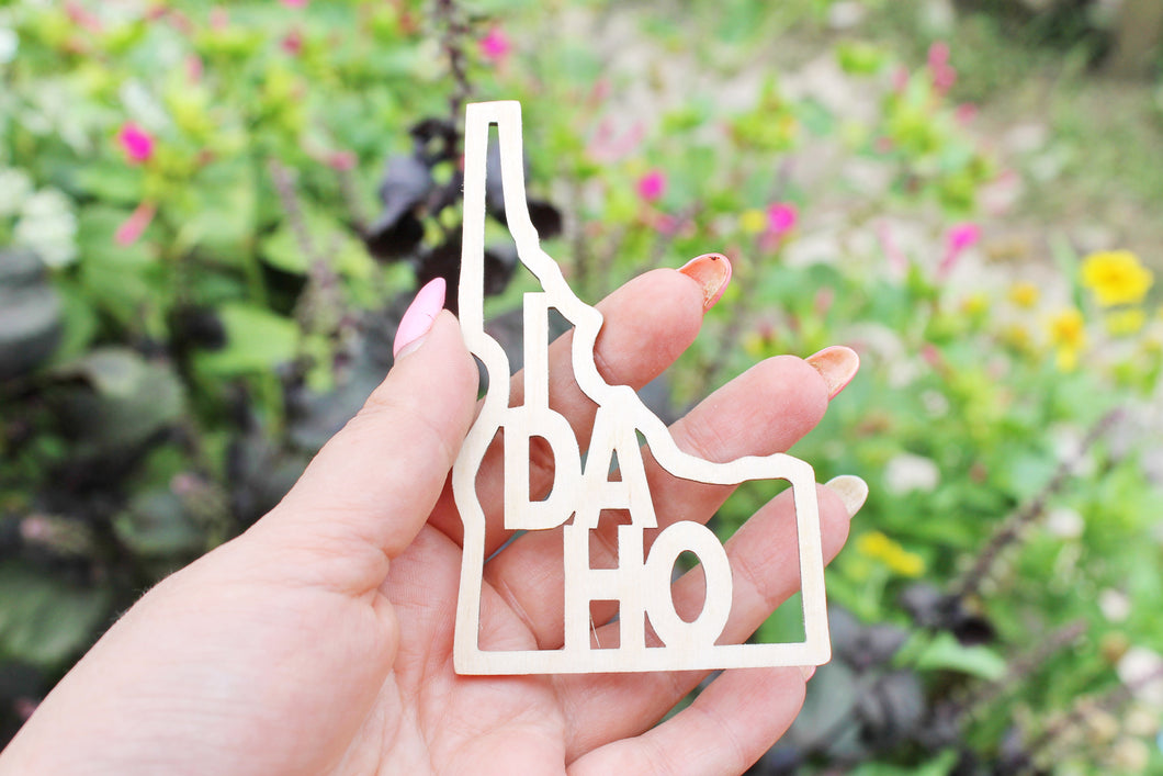 Idaho state inscription - Laser Cut - unfinished blank - 4 inches - Idaho Map Shape Text, Pattern, Stencil, Outline