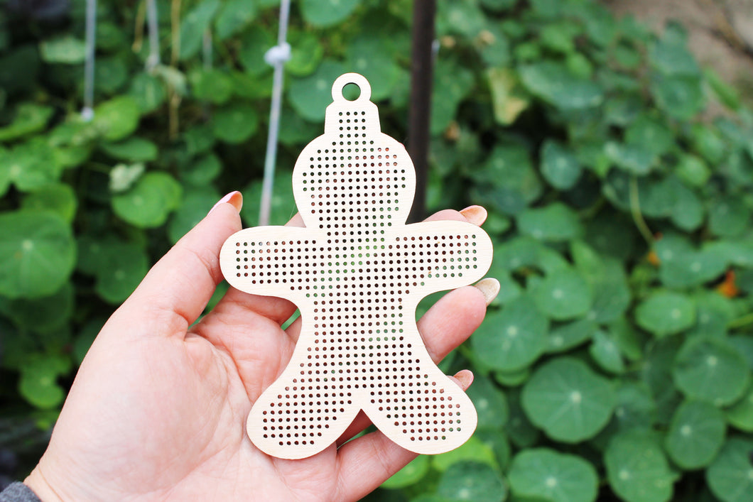 Man Cross stitch Christmas big blank 130 mm (5.1 inches) - blanks Wood Needlecraft Pendant, wooden cross stitch blank