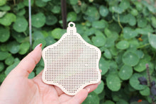 Load image into Gallery viewer, Snowflake (flower) Cross stitch Christmas big blank 113 mm (4.4 inches) - blanks Wood Needlecraft Pendant, wooden cross stitch blank

