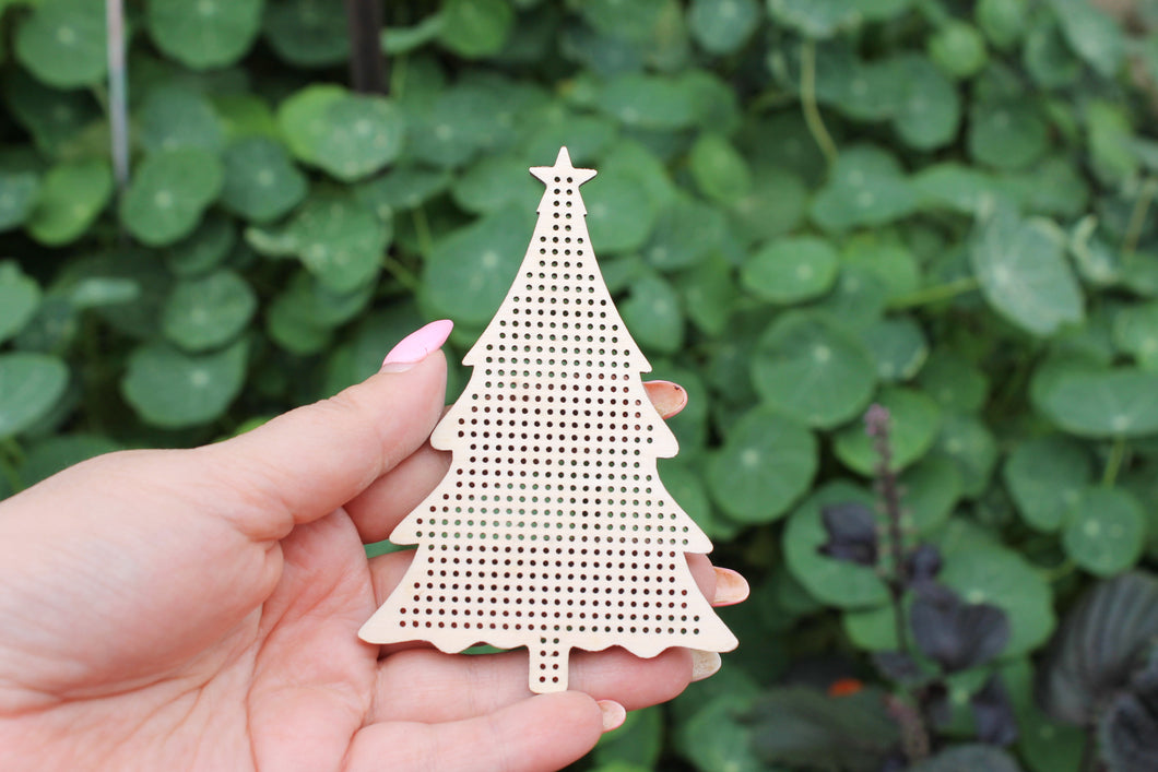 Christmas tree - Cross stitch big blank 112 mm (4.4 inches) - blanks Wood Needlecraft Pendant, wooden cross stitch blank