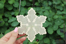 Load image into Gallery viewer, Snowflake Cross stitch Christmas big blank 125 mm (4.9 inches) - blanks Wood Needlecraft Pendant, wooden cross stitch blank
