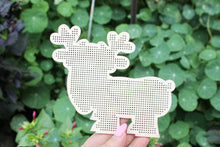 Load image into Gallery viewer, Santa&#39;s Deer - Christmas Deer - Cross stitch big blank 128 mm (5 inches) - New Year Wood blank - wooden cross stitch blank
