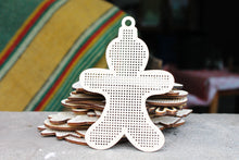Load image into Gallery viewer, Man Cross stitch Christmas big blank 130 mm (5.1 inches) - blanks Wood Needlecraft Pendant, wooden cross stitch blank
