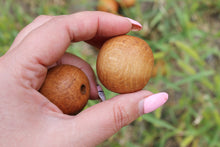 Load image into Gallery viewer, Wooden round beech beads - 36-37 mm 1.4 inches - 5 pcs boiled in olive oil - natural eco friendly
