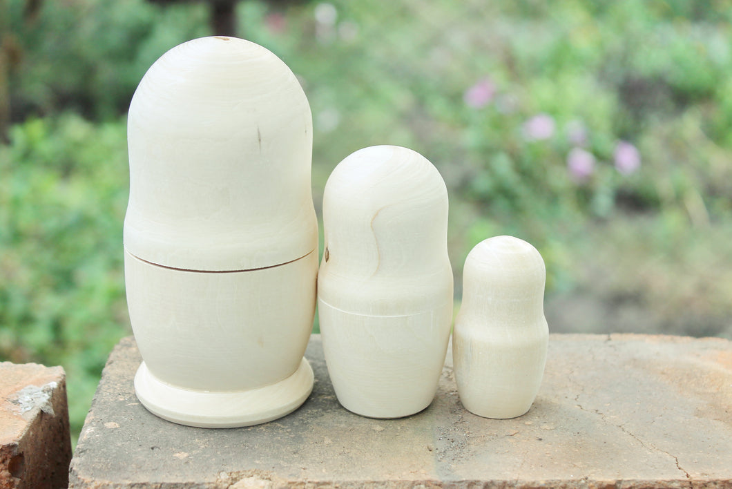 Wooden nesting doll - 3 in 1 Unfinished big matryoshka, matrioshka - 120 mm - 4.7 inches - natural eco friendly - made of birch wood