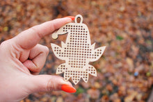 Load image into Gallery viewer, Christmas elf Cross stitch pendant blank 3.3 inch - blanks Wood Needlecraft Pendant, wooden cross stitch blank - New year ornament
