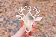Load image into Gallery viewer, Deer - Christmas Deer - Santa&#39;s Deer - Cross stitch blank 3.3 inches - New Year Wood blank - wooden cross stitch blank
