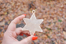 Load image into Gallery viewer, Christmas star - Christmas tree star - Cross stitch blank 3.5 inches - blanks Wood Needlecraft, wooden cross stitch blank

