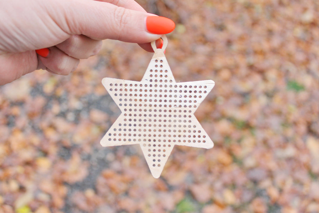 Christmas star - Christmas tree star - Cross stitch blank 3.5 inches - blanks Wood Needlecraft, wooden cross stitch blank