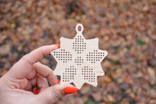 Load image into Gallery viewer, Snowflake Cross stitch Christmas blank 3.3 inches - blanks Wood Needlecraft Pendant, wooden cross stitch blank
