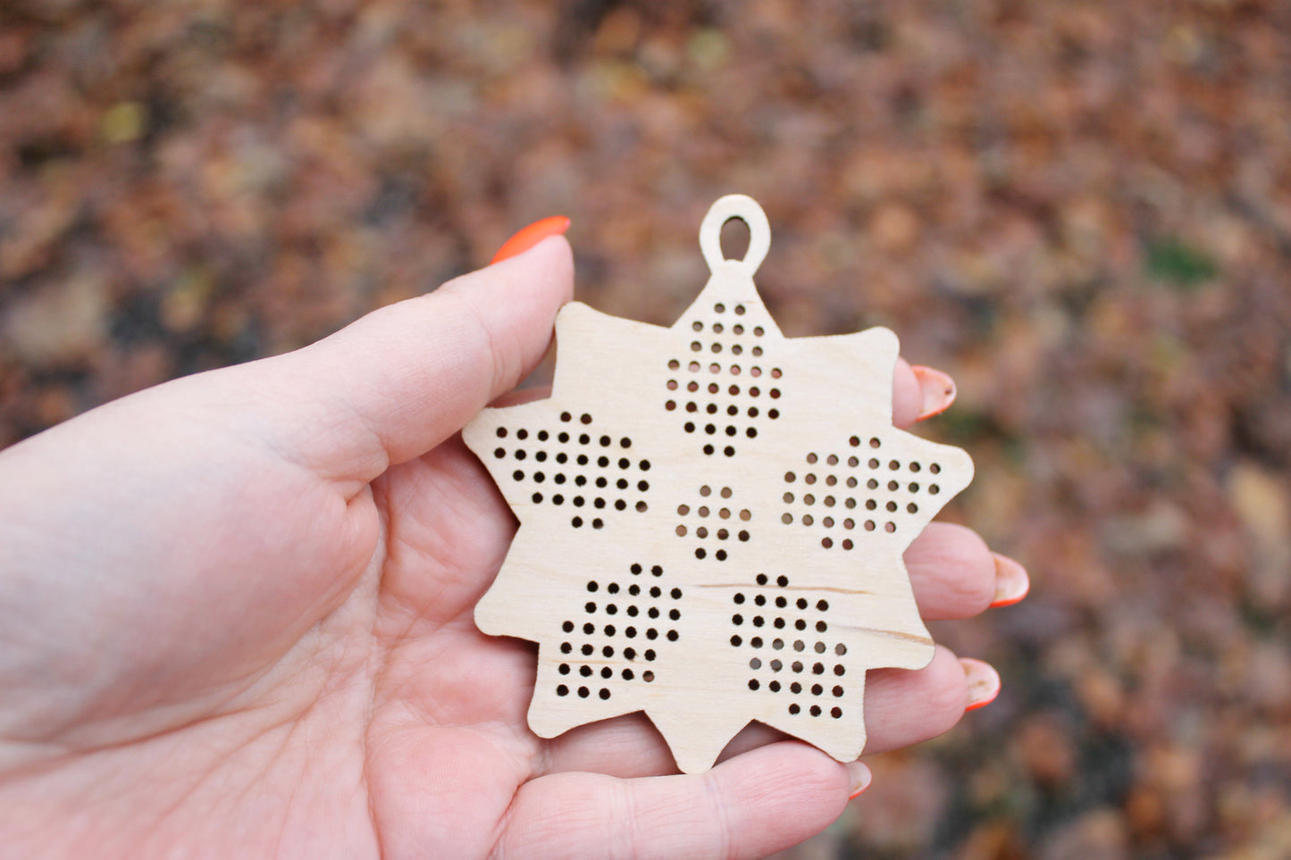 Snowflake Cross stitch Christmas blank 3.3 inches - blanks Wood Needlecraft Pendant, wooden cross stitch blank