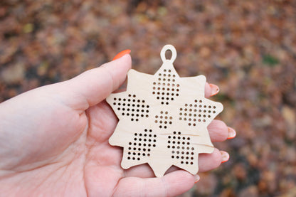 Snowflake Cross stitch Christmas blank 3.3 inches - blanks Wood Needlecraft Pendant, wooden cross stitch blank