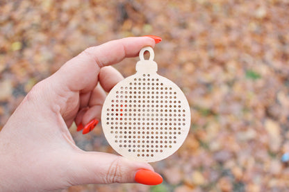 Christmas ball 3.1 inches - Cross stitch pendant blank of Christmas ball - blanks Wood Needlecraft Pendant, wooden cross stitch blank