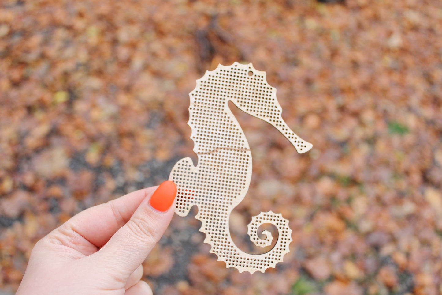 Sea horse - Cross stitch pendant blank 4.7 inches - blanks Wood Needlecraft Pendant - wooden cross stitch blank