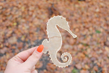Load image into Gallery viewer, Sea horse - Cross stitch pendant blank 4.7 inches - blanks Wood Needlecraft Pendant - wooden cross stitch blank
