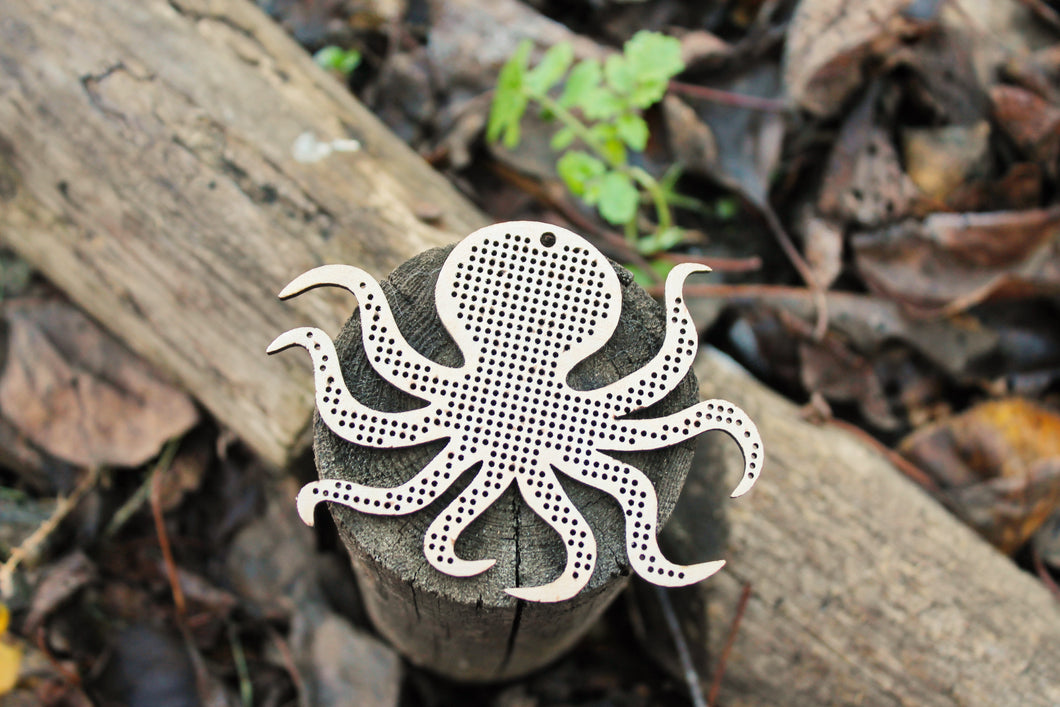 Octopus cross stitch blank - 100 mm - 3.9 inch - blank Wood for Needlecraft - wooden cross stitch blank