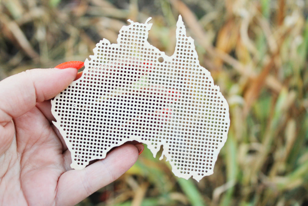 Australia Cross stitch pendant blank - Cross stitch Australia - wooden cross stitch blank