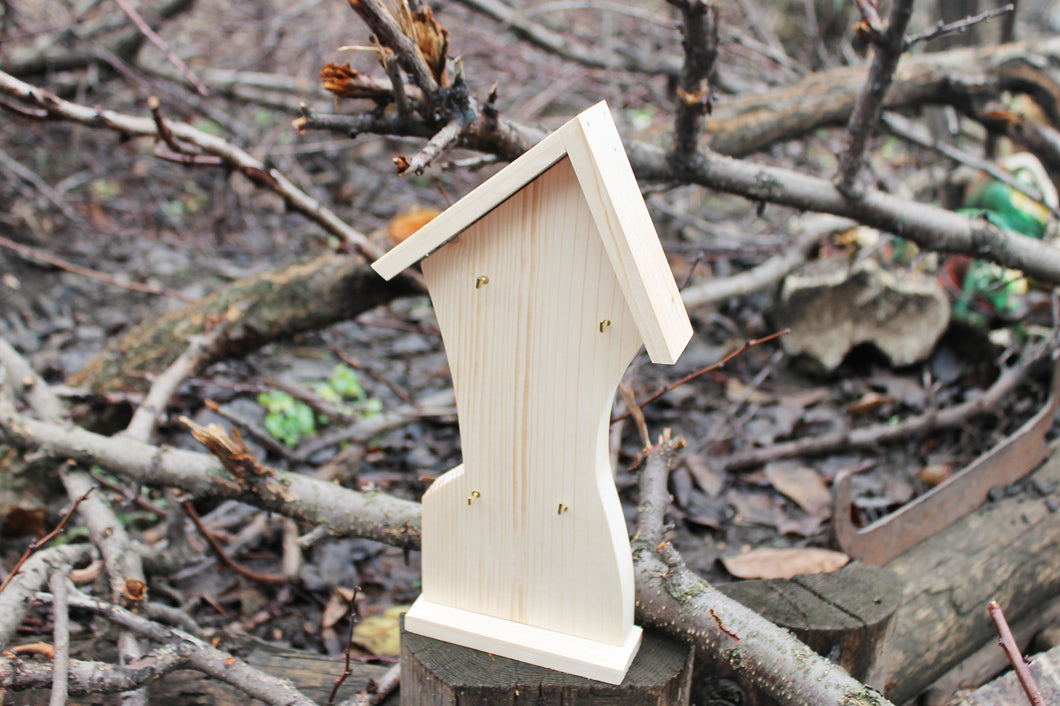 Key Holder - Funny House - made of spruce wood - unfinished wood - key holder for 4 keys - eco wood