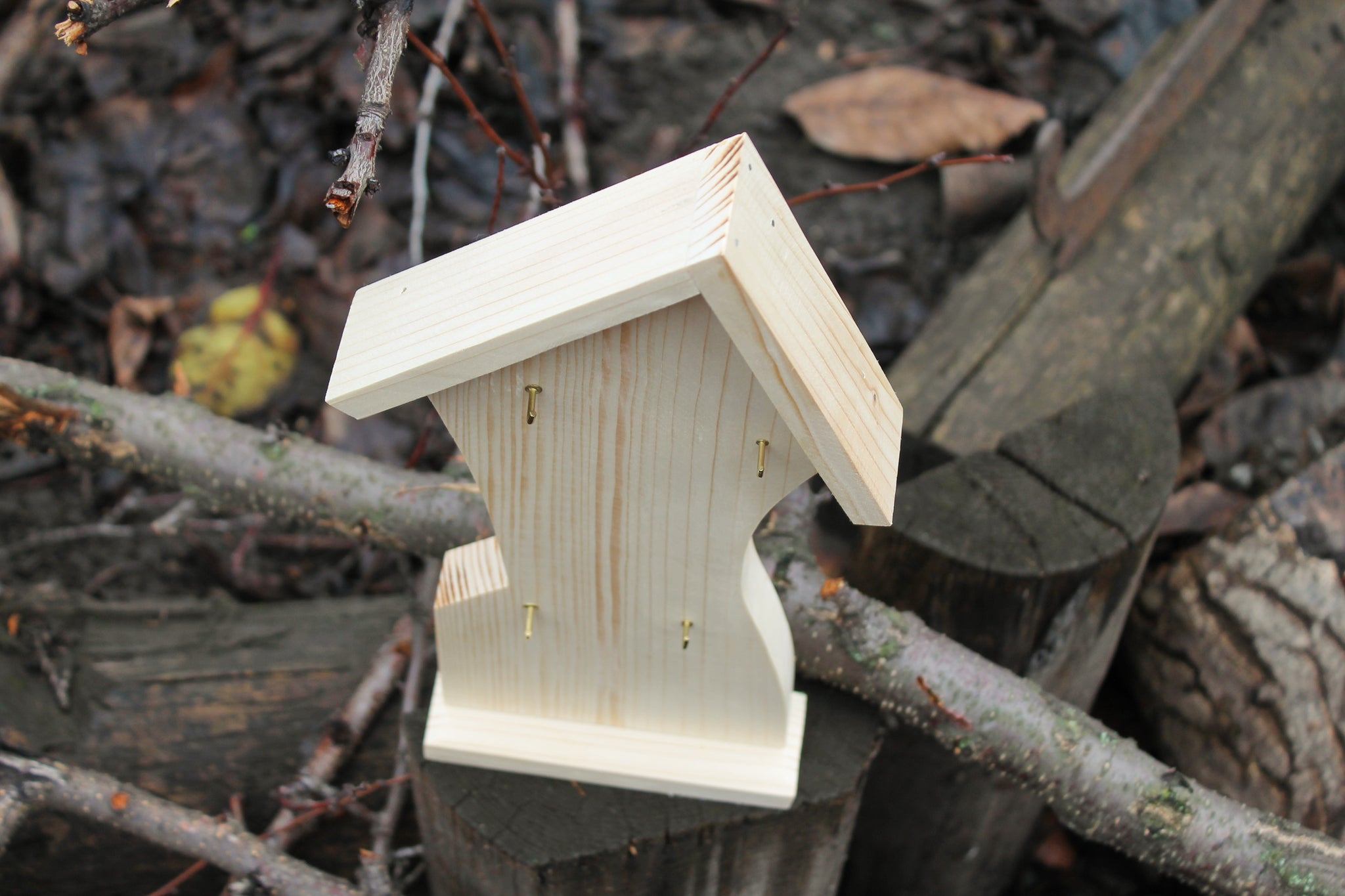 Key Holder - Funny House - made of spruce wood - unfinished wood