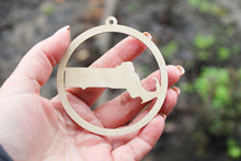 Load image into Gallery viewer, Massachusetts state pendant - Laser Cut - unfinished blank - 3.1 inches - Florida Map Inside Circle
