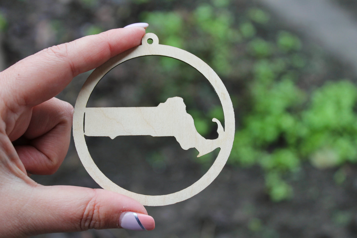 Massachusetts state pendant - Laser Cut - unfinished blank - 3.1 inches - Florida Map Inside Circle