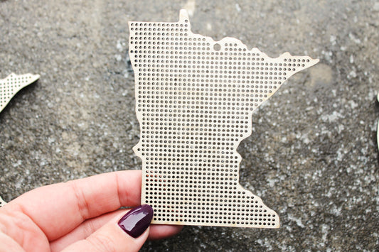 Minnesota state cross stitch - Laser Cut - unfinished blank - 3.9 inches - Minnesota Map cross stitch blank