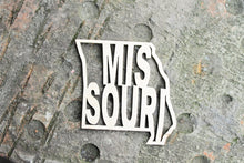 Load image into Gallery viewer, Missouri state inscription - Laser Cut - unfinished blank - 3.7 inches - Missouri Map Shape Text, Pattern, Stencil, Outline
