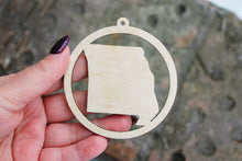 Load image into Gallery viewer, Missouri state pendant - Laser Cut - unfinished blank - 3.1 inches - Missouri Map Inside Circle
