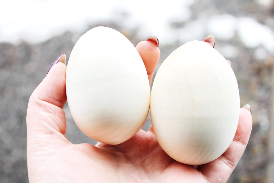 Wooden form of egg - set of 2 - 72-75 mm - 3 inch - unfinished wood - made of Carpathian spruce wood
