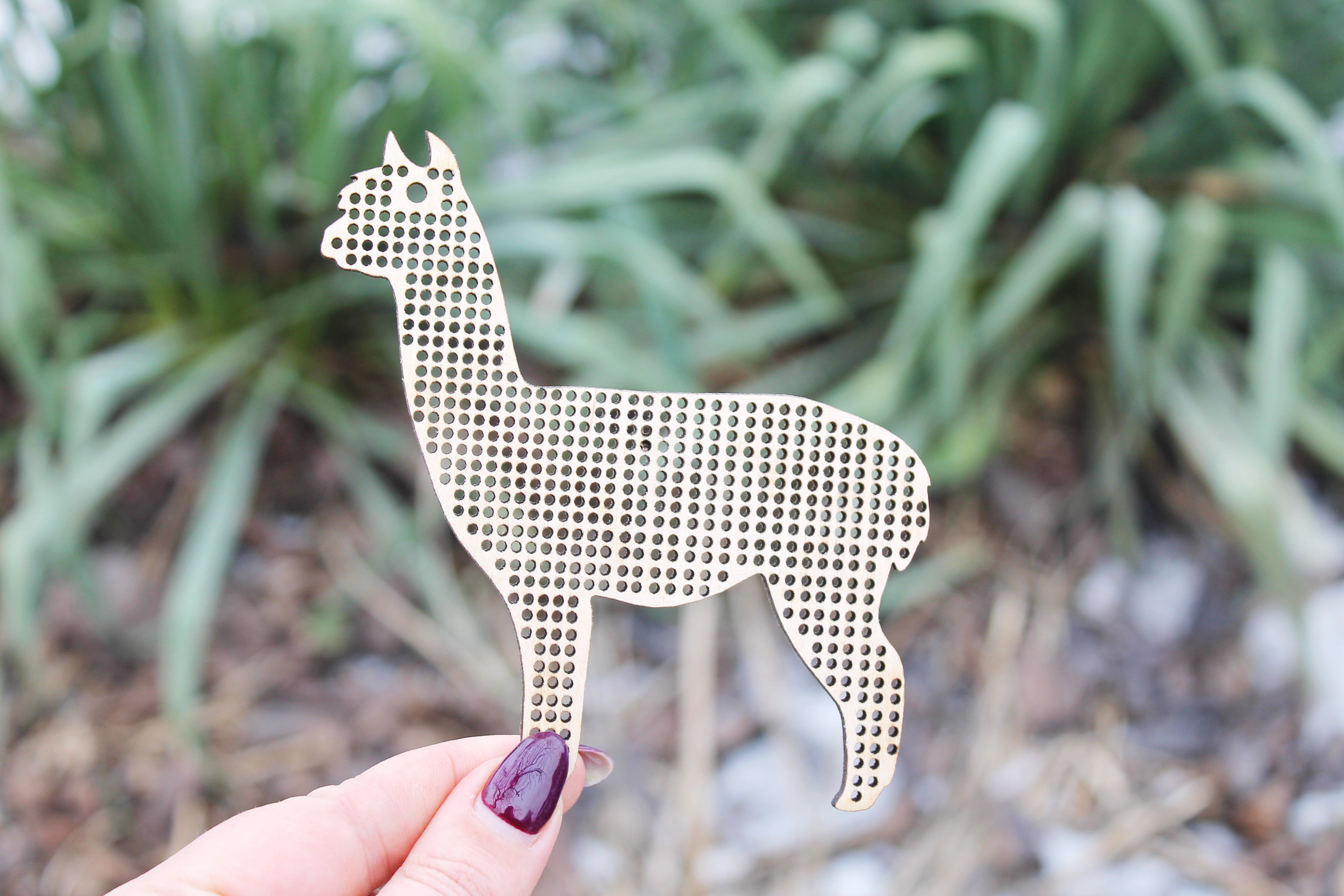 Alpaca Cross Alpaca cross stitch blank - 110 mm - 4.3 inch blanks Wood Needlecraft ...