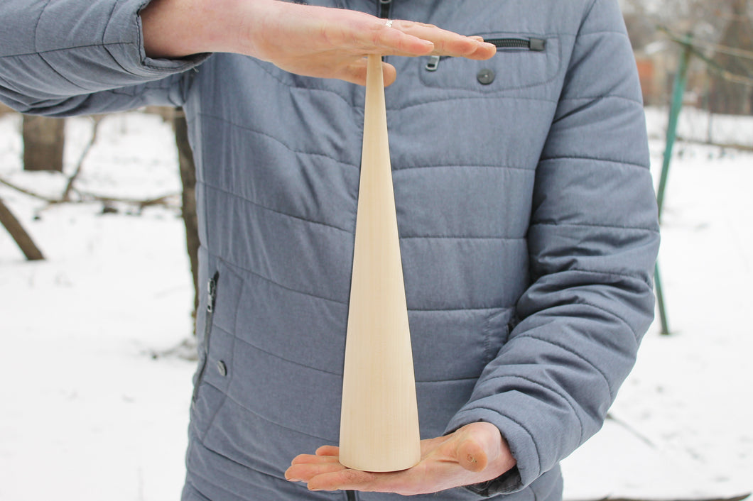 Big wooden cones 360-370 mm x 65-70 mm (14.6 x 2.8 inch)- natural eco-friendly - linden wood - rounded top