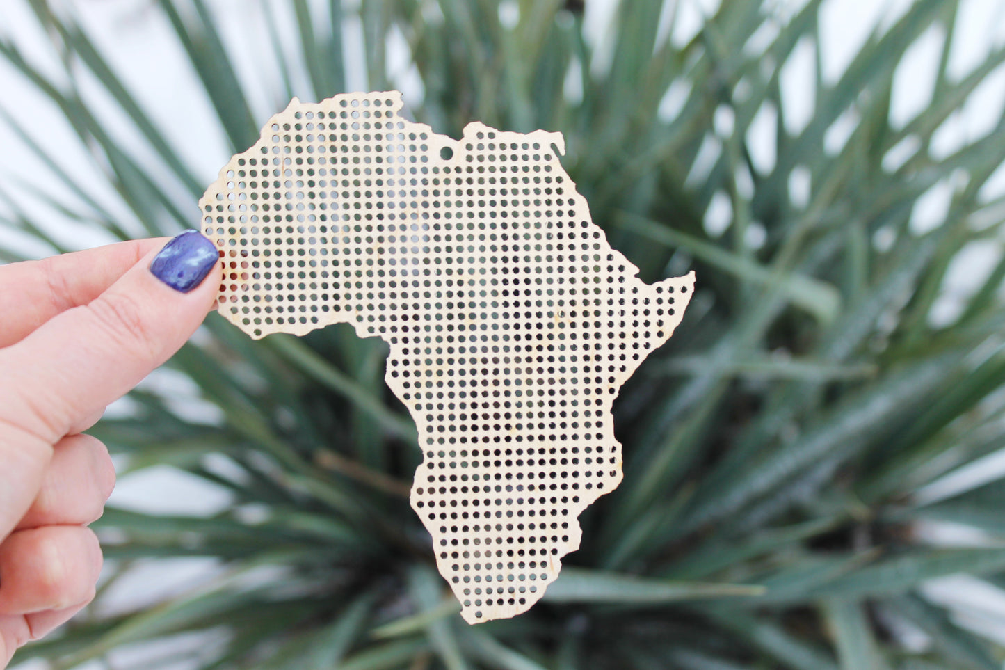 Africa blank - Cross stitch pendant blank 4.7 inches - blanks Wood Needlecraft Pendant - wooden cross stitch blank