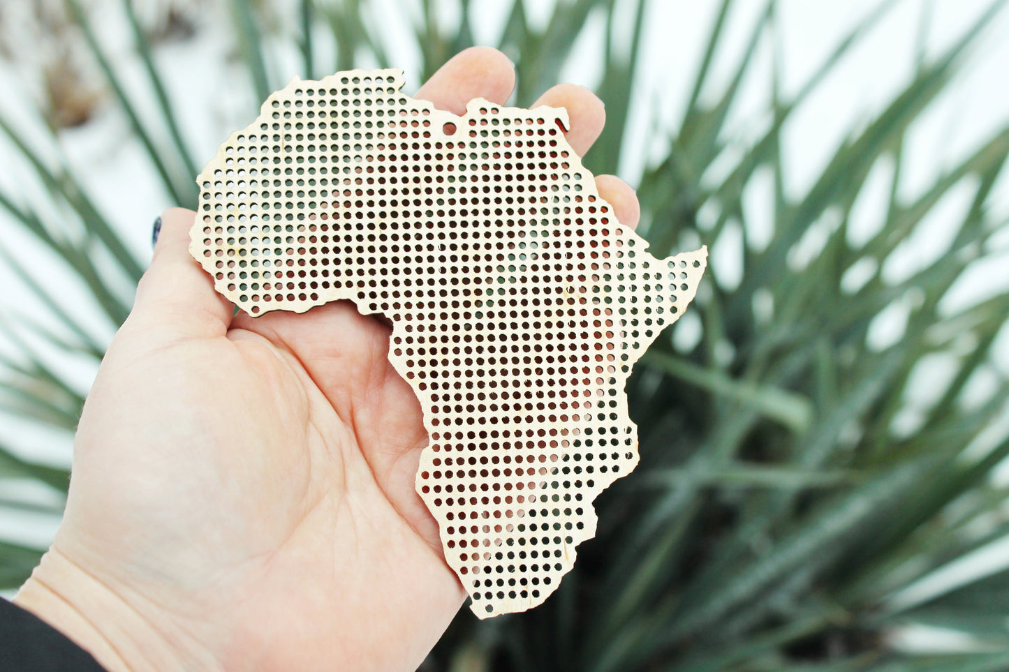 Africa blank - Cross stitch pendant blank 4.7 inches - blanks Wood Needlecraft Pendant - wooden cross stitch blank