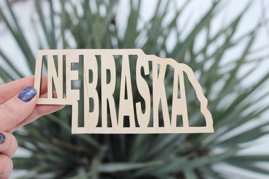 Nebraska state inscription - Laser Cut - unfinished blank - 5.6 inches - Nebraska Map Shape Text, Pattern, Stencil, Outline