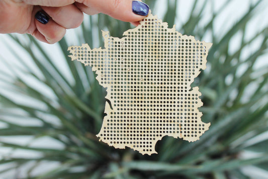 France blank - Cross stitch pendant blank 4.3 inches - blanks Wood Needlecraft Pendant - wooden cross stitch blank