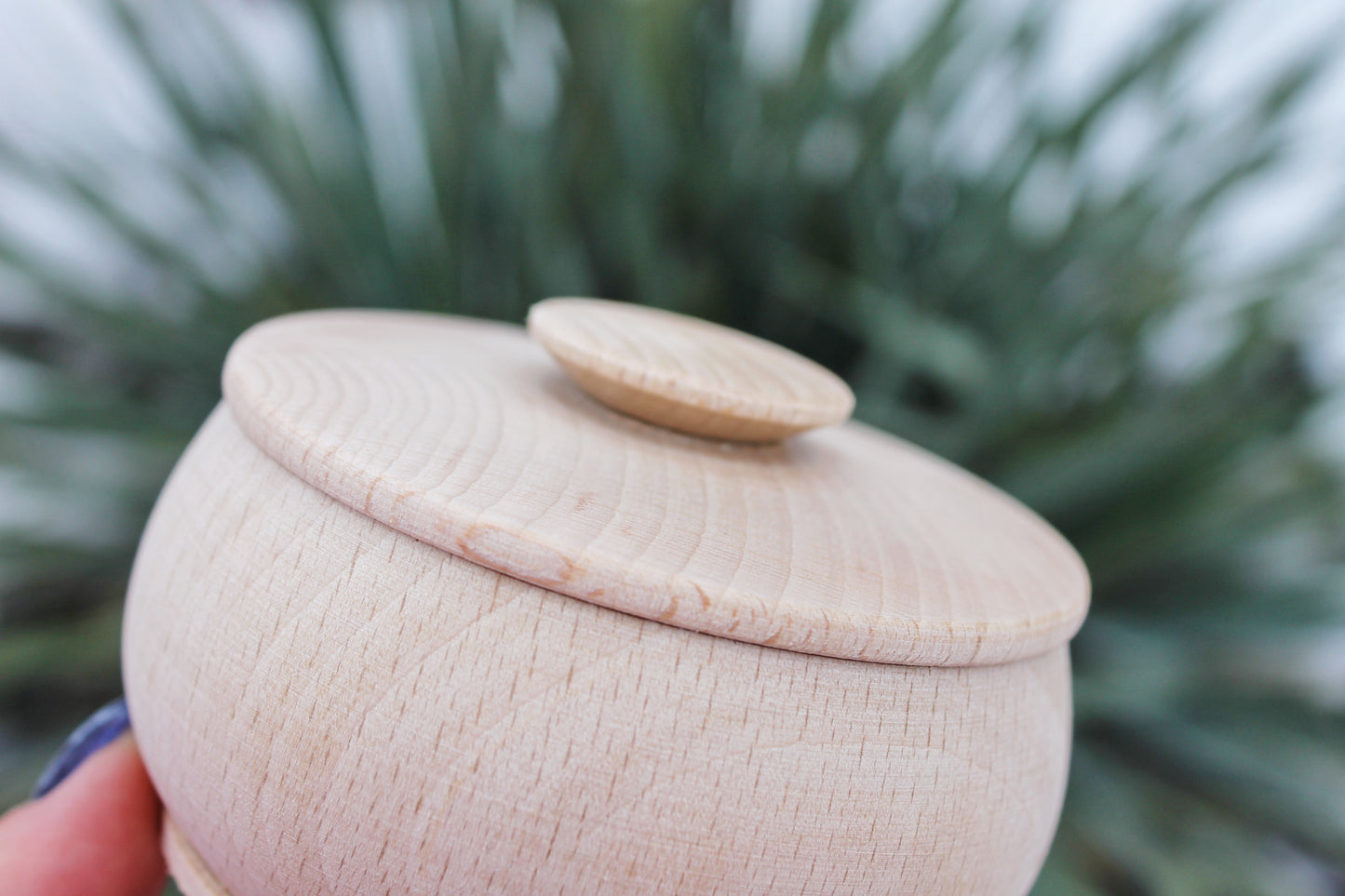 Box, barrel, keg made of beech wood - 95 mm (3.7 inch) round unfinished wooden box - with lid - natural, eco friendly beech wood