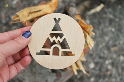 Native American Wooden Coasters - unfinished coasters 3.5 inches - made of high quality plywood - table decor, Modern coasters