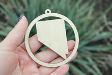 Load image into Gallery viewer, Nevada state pendant - Laser Cut - unfinished blank - 3.1 inches - Nevada Map Inside Circle
