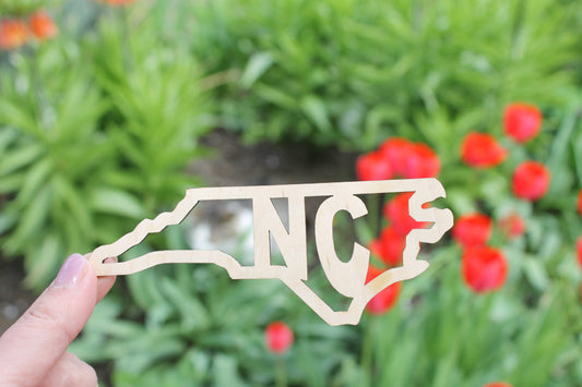 North Carolina state inscription - Laser Cut - unfinished blank - 5.2 inches - North Carolina Map Shape Text, Pattern, Stencil, Outline