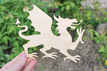 Load image into Gallery viewer, Welsh Dragon Laser Cut - unfinished blank - 6.7 inches - Home Decor - Laser cut wood
