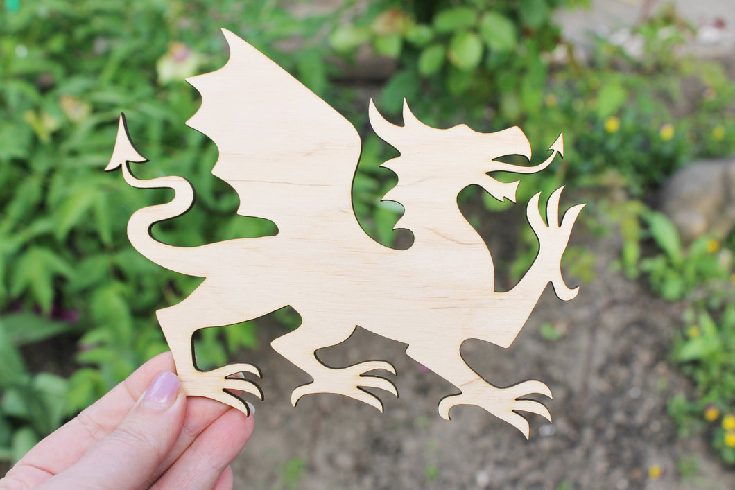 Welsh Dragon Laser Cut - unfinished blank - 6.7 inches - Home Decor - Laser cut wood